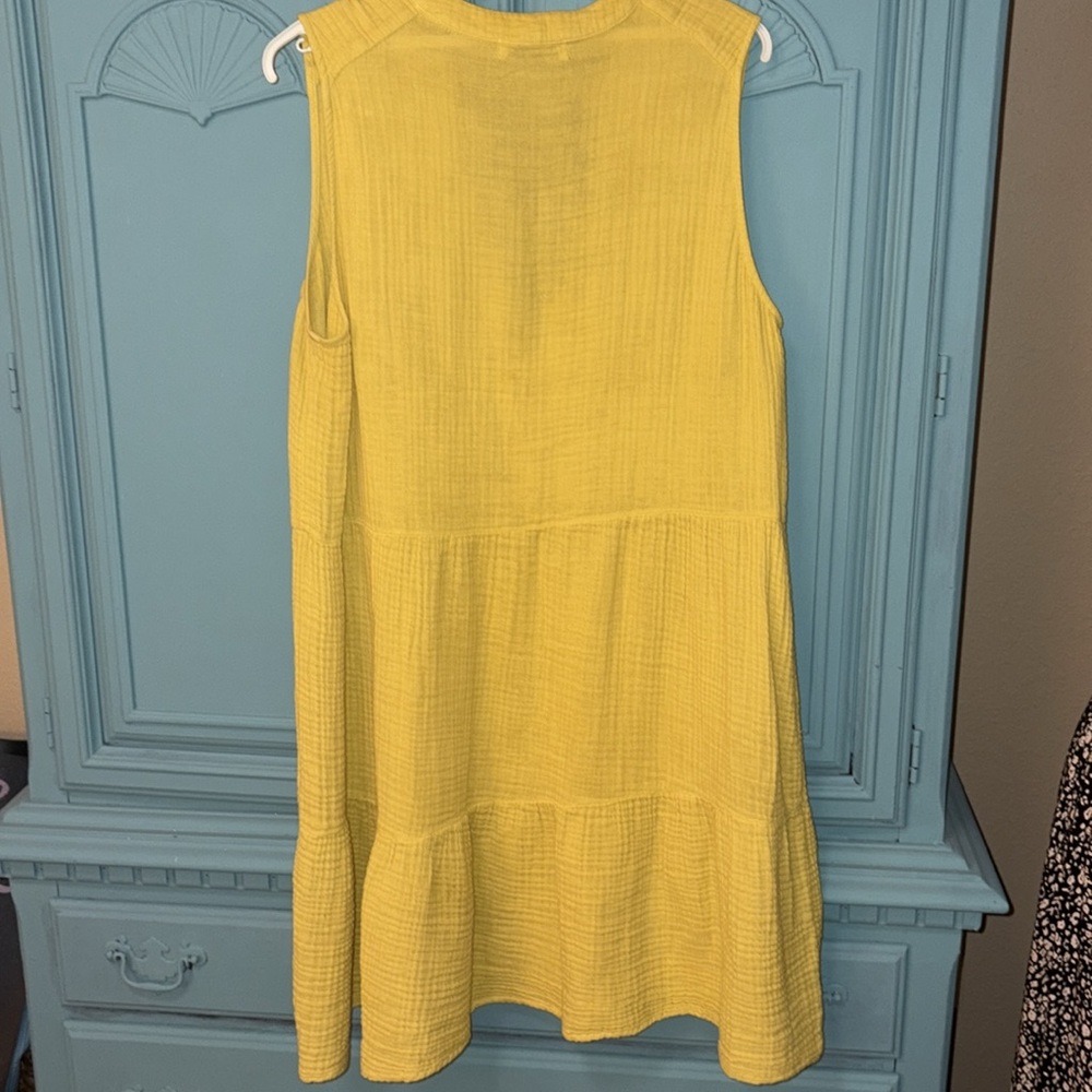 Michael Stars Daisy Gauze Dress Lemon- lime shade- 100% cotton- tiny flaw - Picture 7 of 16